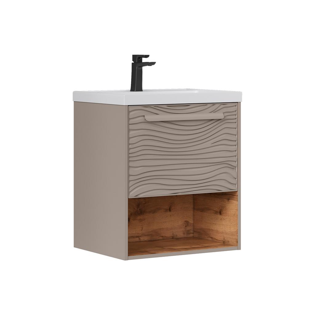 Тумба подвесная EQUIL Gleam 60.1Y с нишей, амарок/дуб вотан