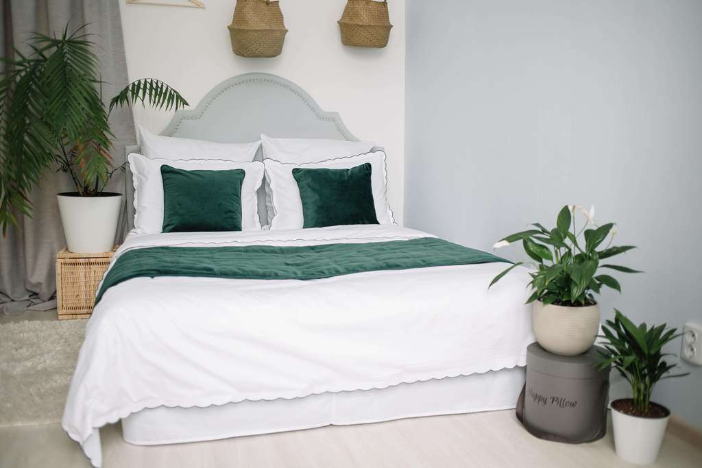 Комплект постельного белья "Etretat", цвет рюш зелёный