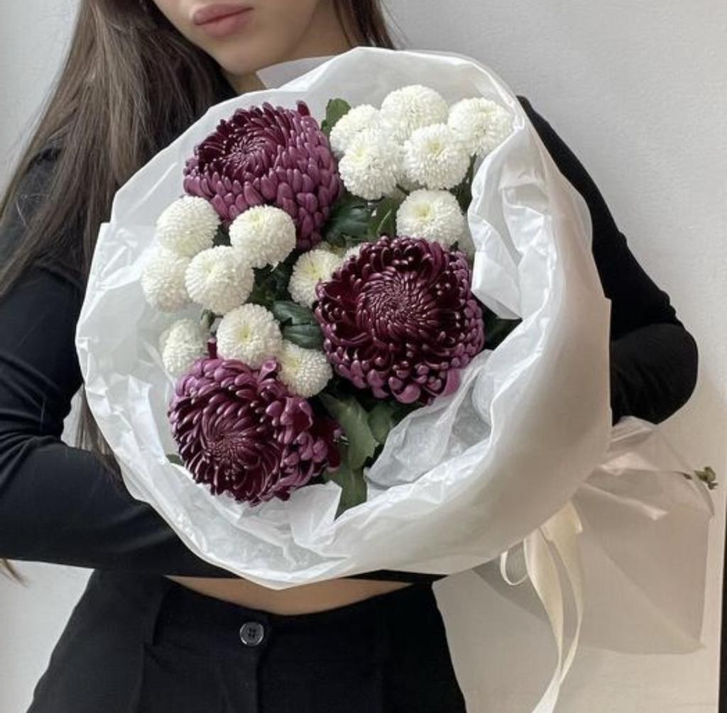 Букет «Осень» - микс хризантем бигуди и ньютон