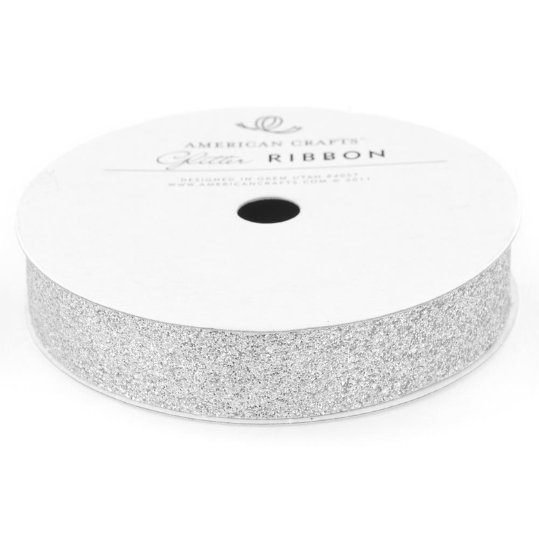 Лента American Crafts - SILVER RIBBON SOLID GLITTER