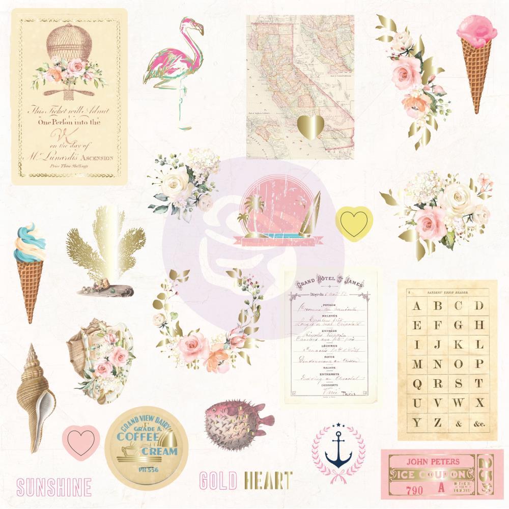 Вырубка Prima Marketing Golden Coast Cardstock Ephemera 23/Pkg
