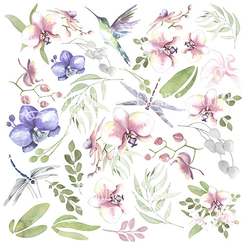 Лист с картинками для вырезания. Набор "Wild orchid" (п.26)