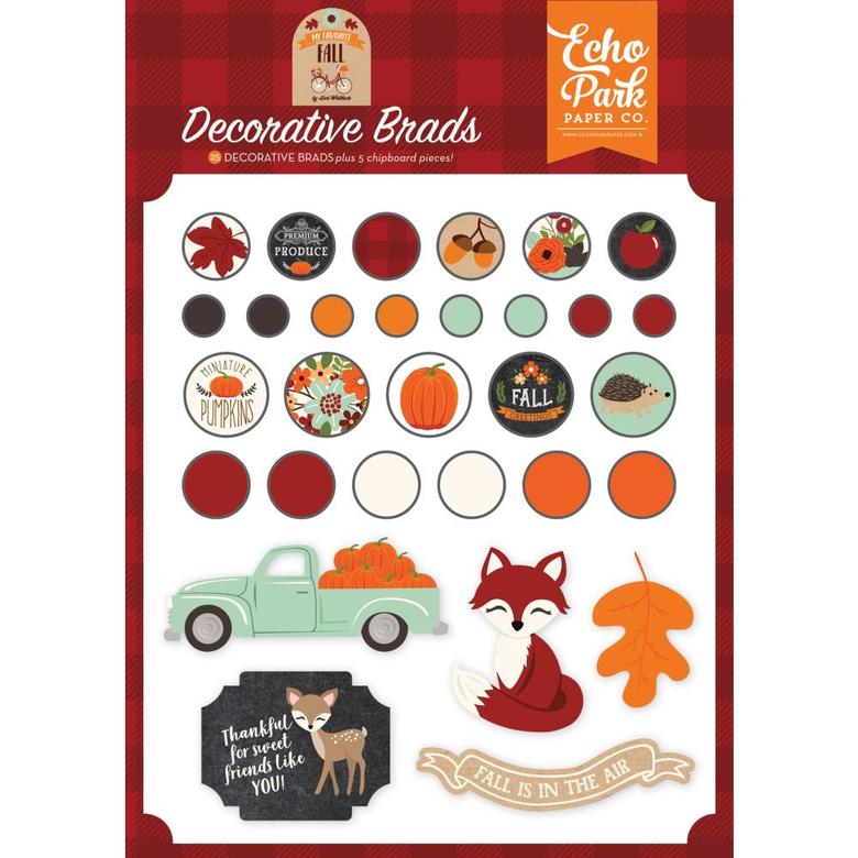 Брадсы декоративные  Echo Park My Favorite Fall, 25/Pkg + 5 Chipboard