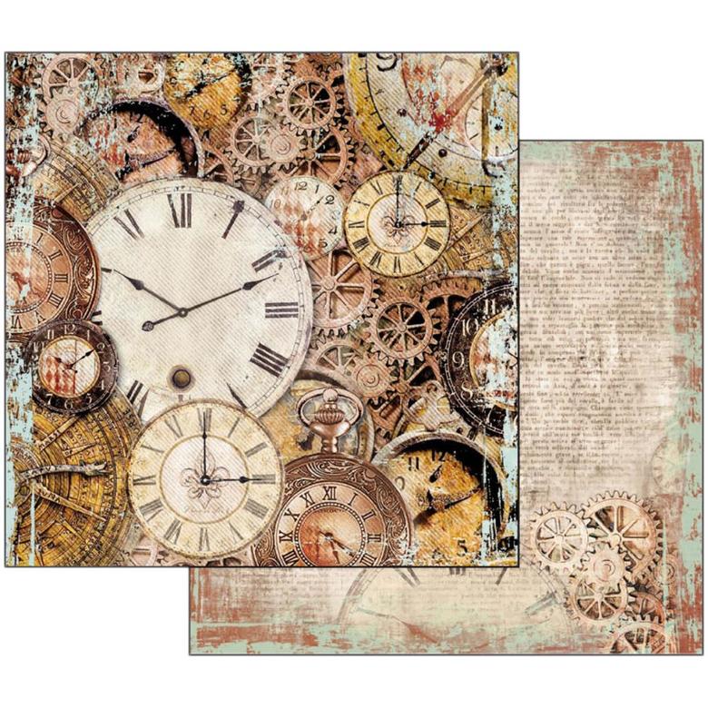 Лист бумаги двухсторонний Clockwise Clocks With Mechanism Stamperia 12 "X12" (2)