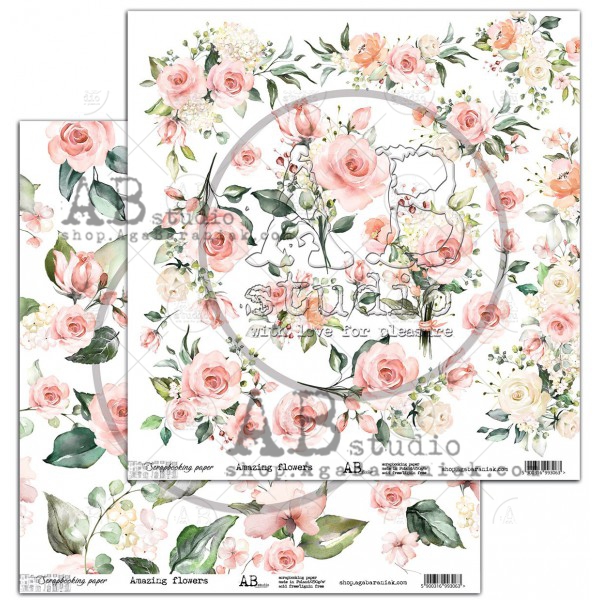 Бумага для скрапбукинга "Amazing flower" - 12'x12'