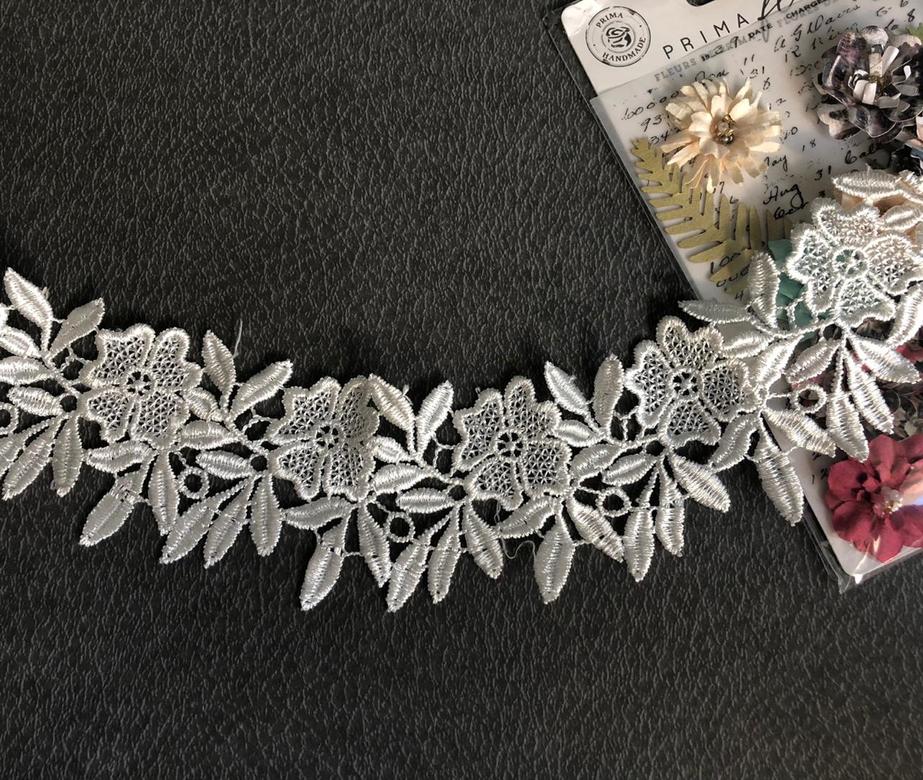 Кружево К-03 Ажурное Белое Цветочное/ 0,5 ярда