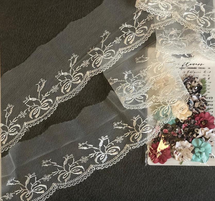 Кружево К-09 Ажурное бежевое на Сетке Ширина 8,5 см /отрез 45 см