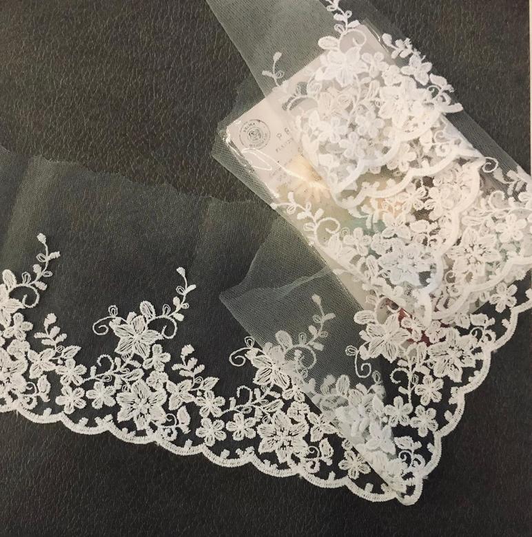 Кружево К-13 белое хлопок на Сетке Ширина 14,5 см /отрез 45 см