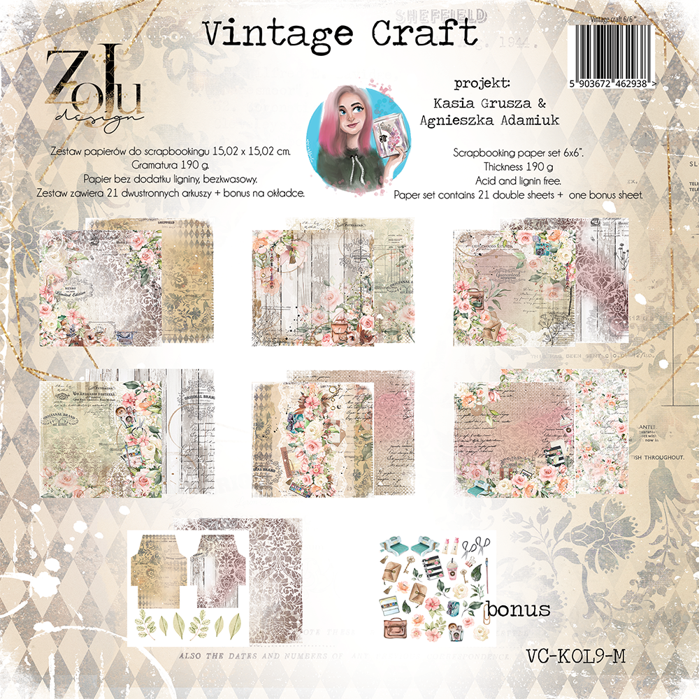1/3 Набора бумаги 15.2*15.2 Zoya Design - Vintage craft
