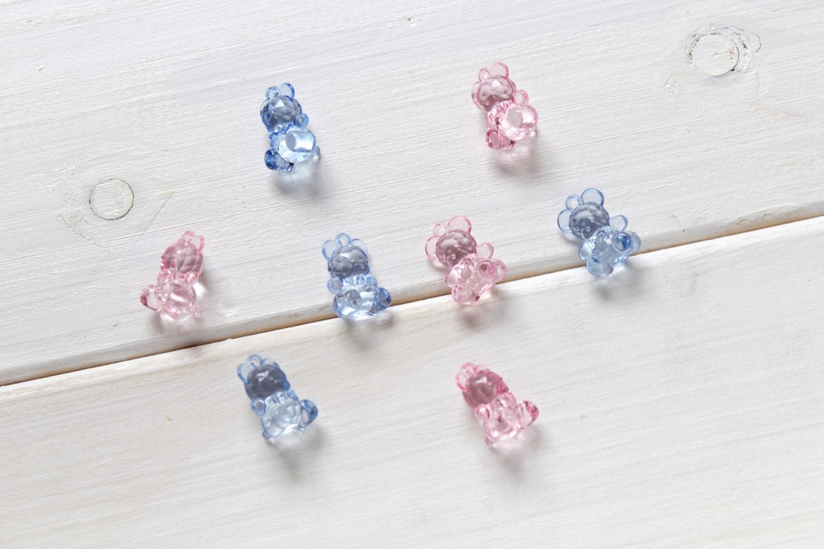 Акриловые подвески мишки, (4 шт) микс