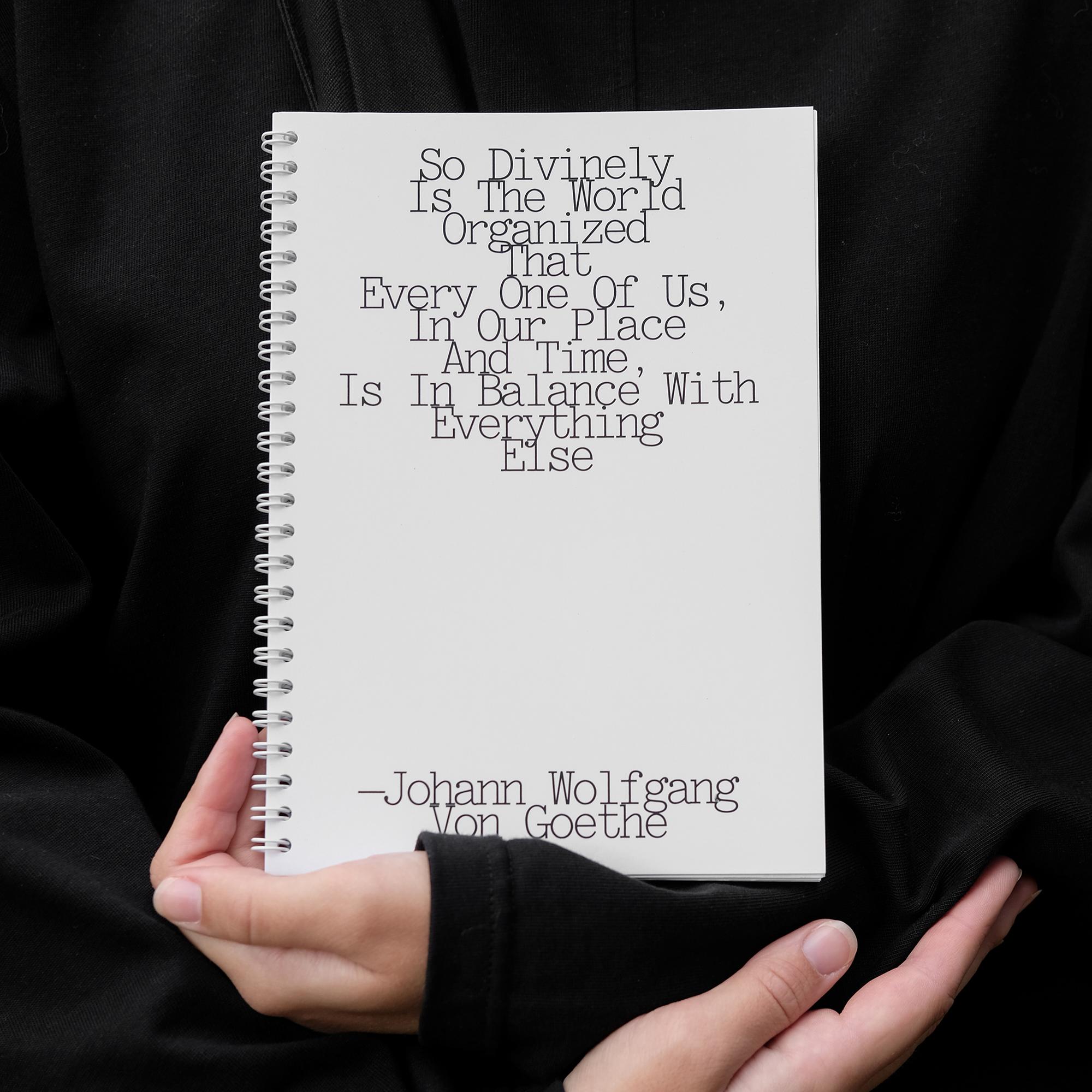 блокнот "мир устроен настолько божественно, что каждый из нас в своем месте и времени находится в равновесии со всем остальным"