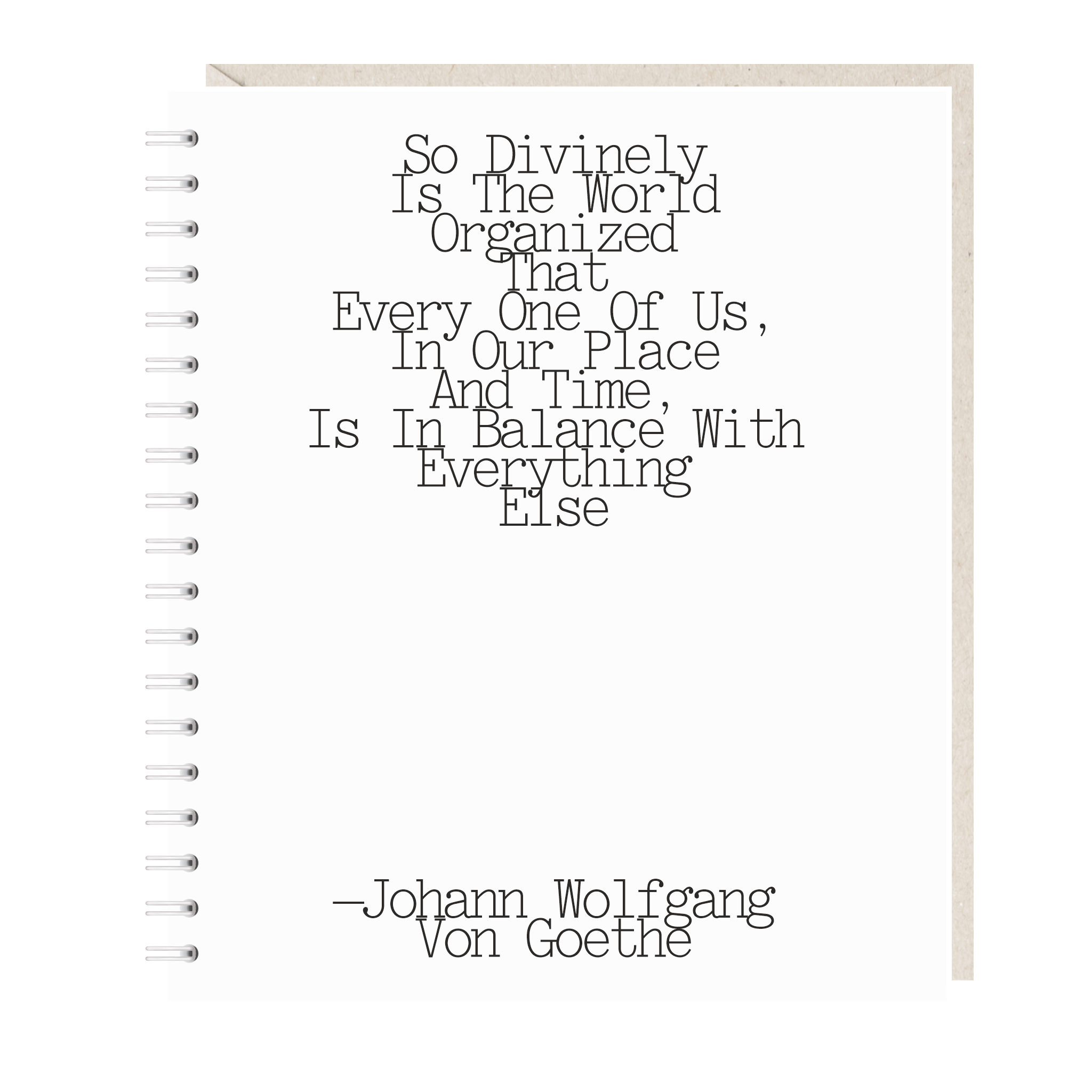 ежедневник "мир устроен настолько божественно, что каждый из нас в своем месте и времени находится в равновесии со всем остальным"