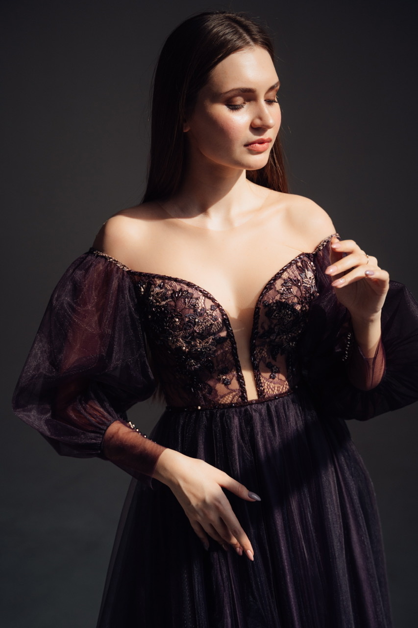 Вечернее платье LILI в фиолетовом  фатине