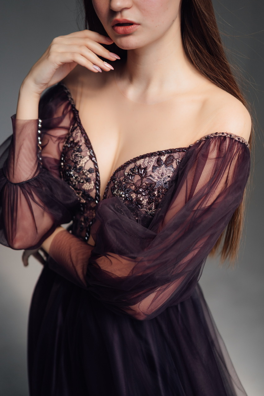 Вечернее платье LILI в фиолетовом  фатине