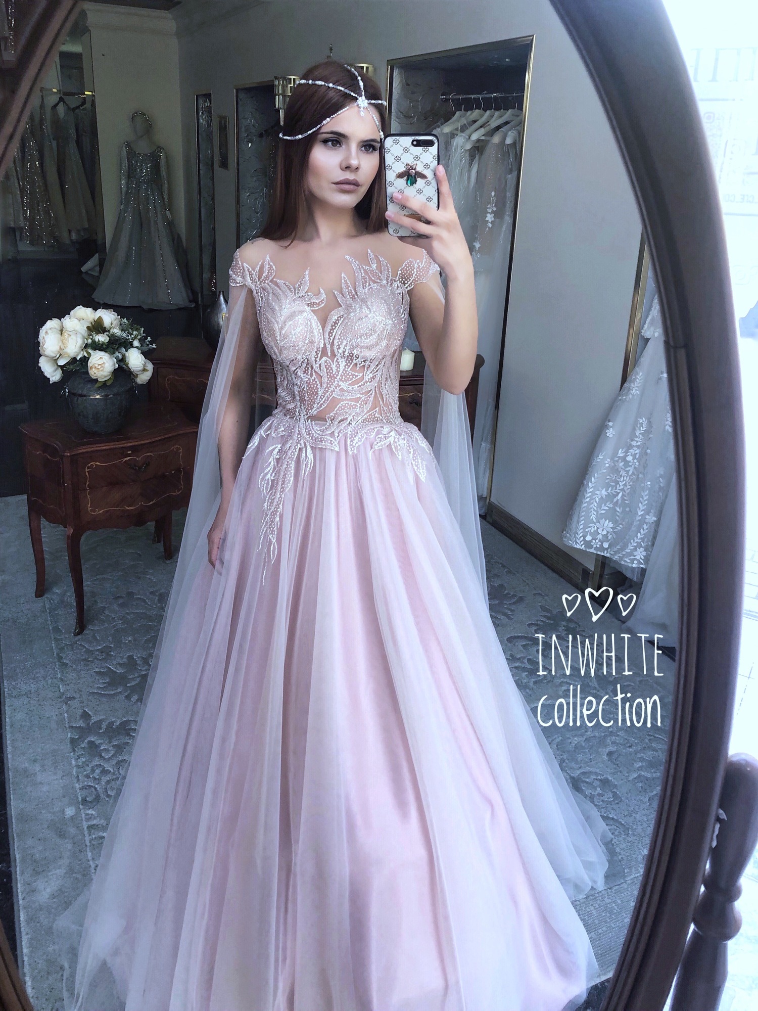 Вечернее платье SATYU в фатине пудра