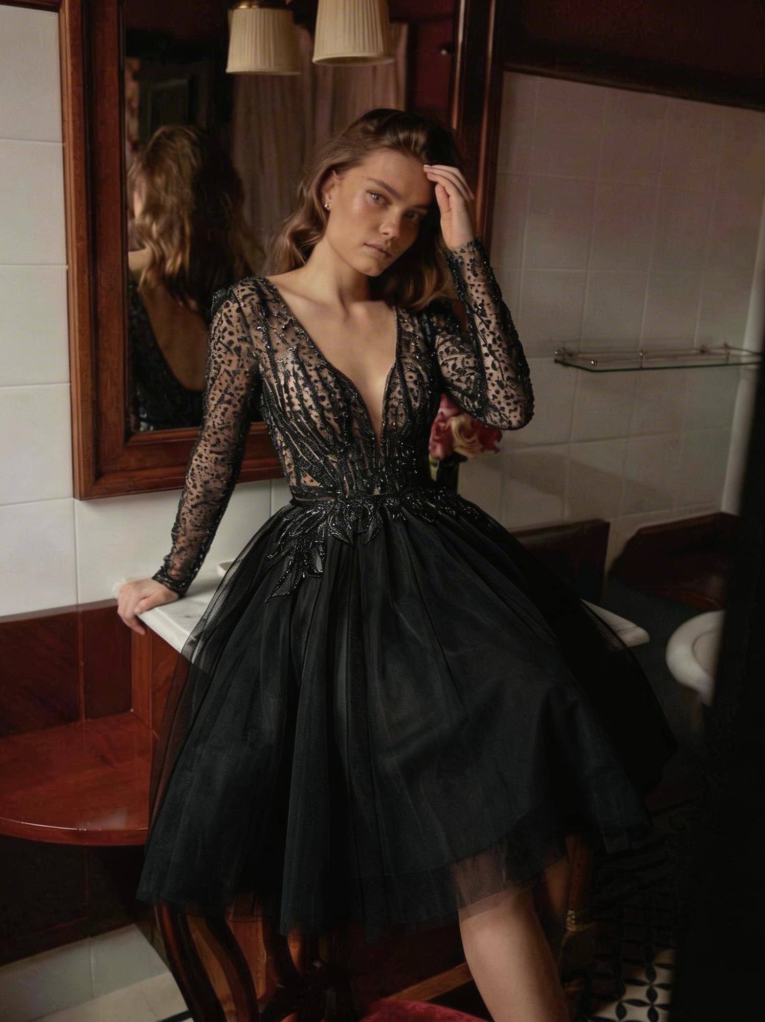 Коктейльное   платье PEARL  midi черное