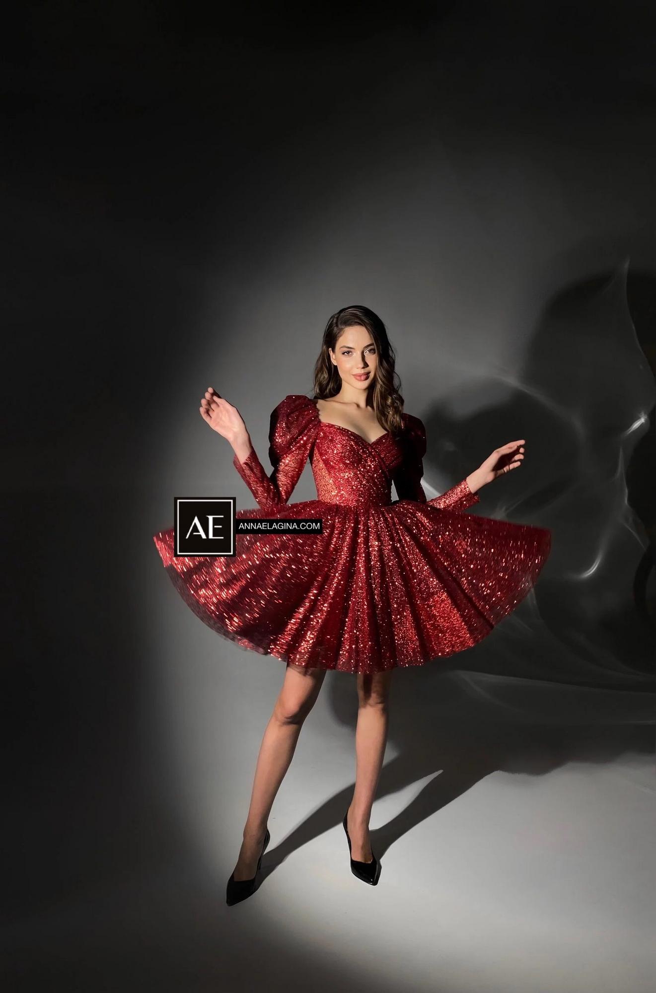 Коктейльное платье RYBBI mini в глиттере