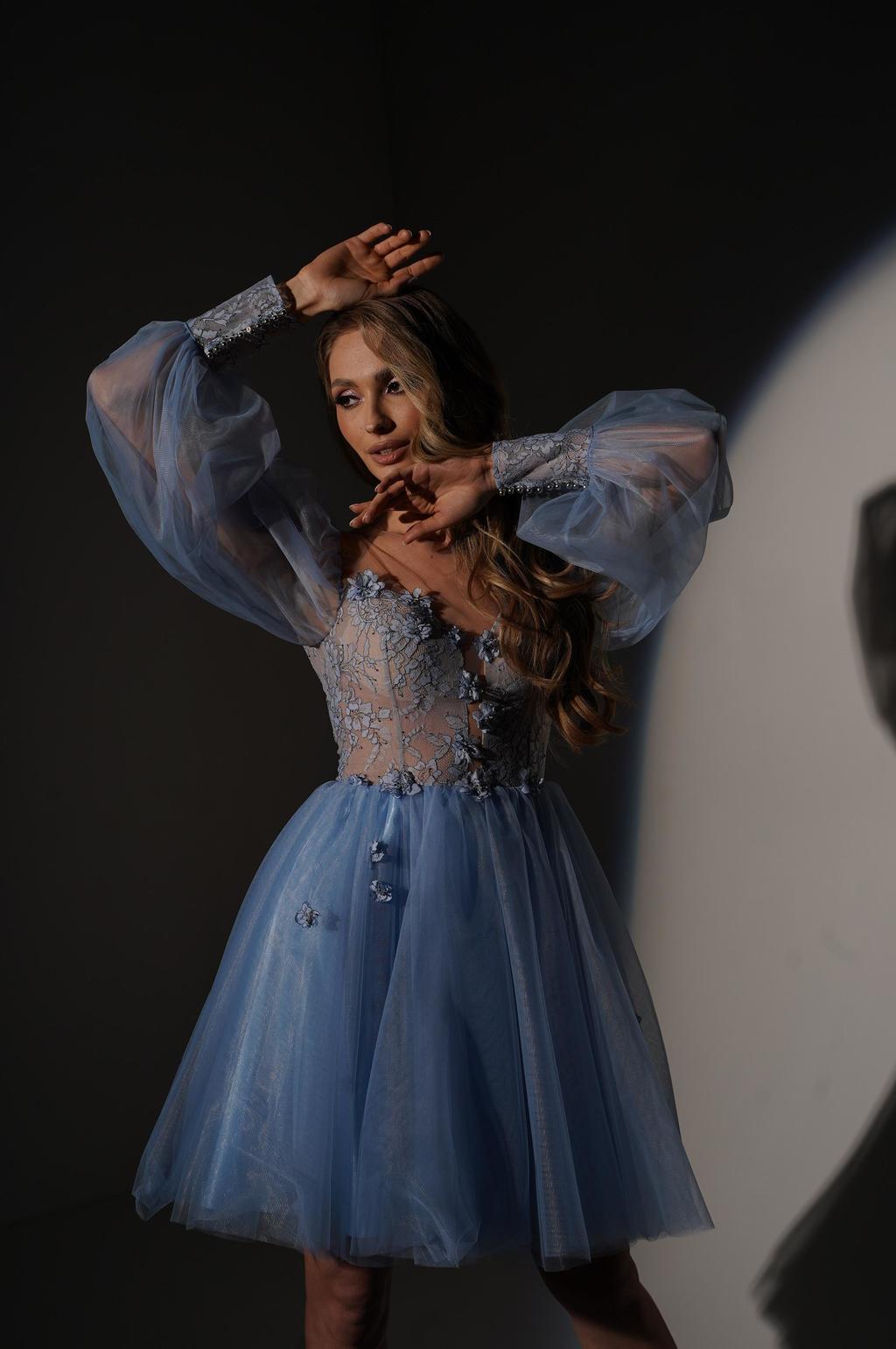 Вечернее платье BONNIE  mini  в небесно голубом