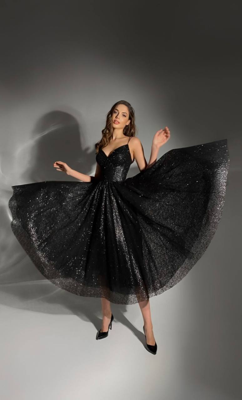 Вечернее платье RUD  в чёрном глиттере САХАРА