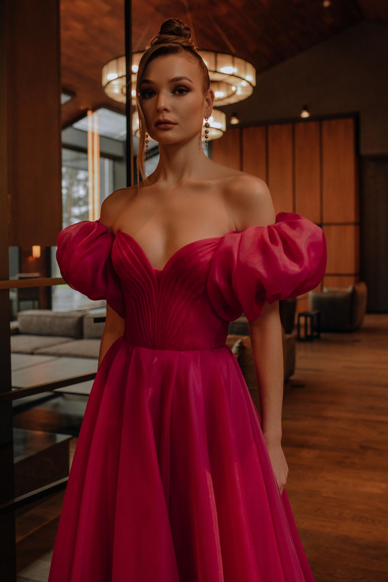 Вечернее платье MANULA  длинное фуксия