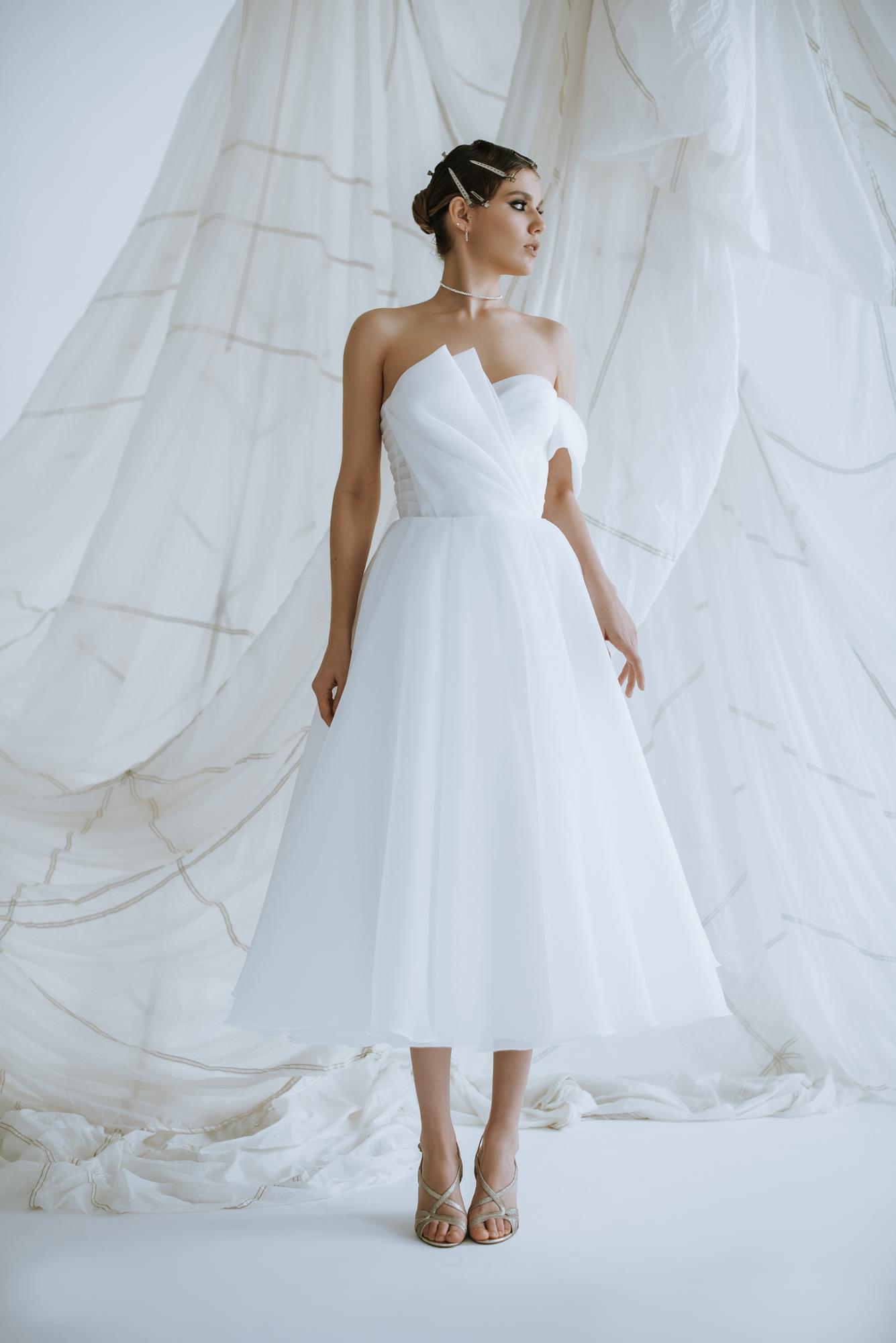 Свадебное платье ELLIA длинное органза цвет молочный