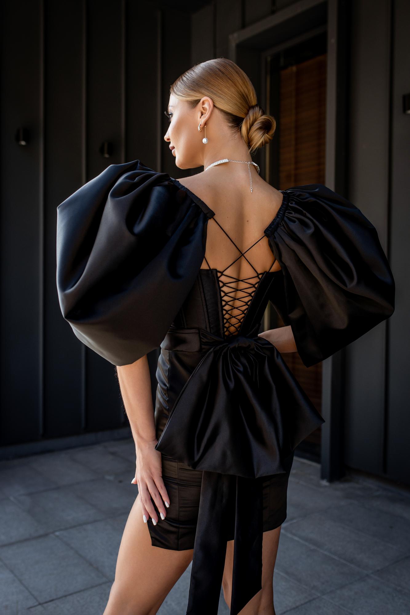 Атласное мини-платье MARRA в черном