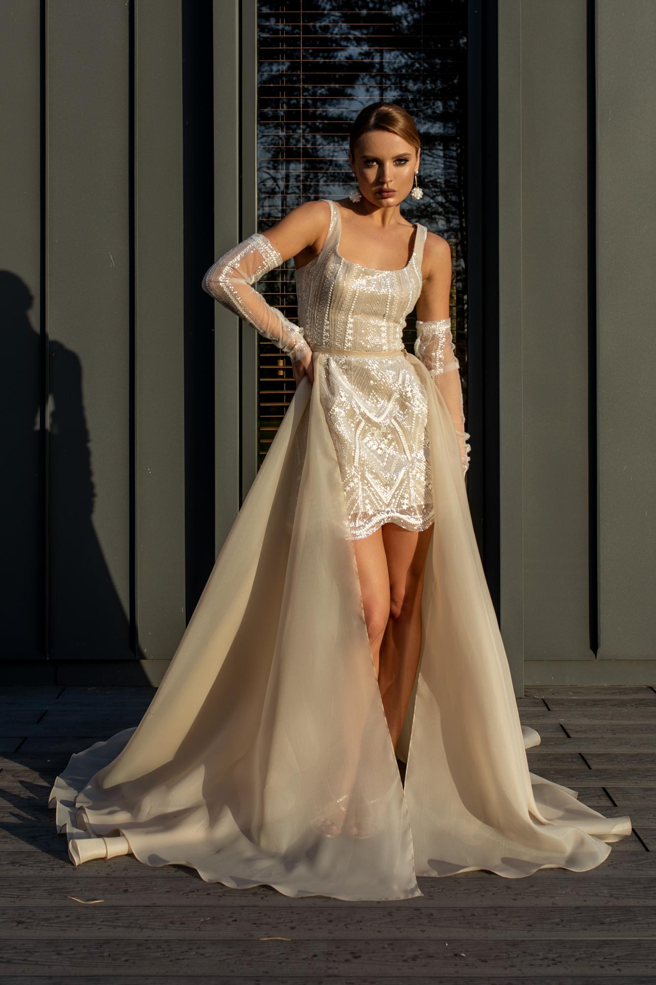 Вечернее платье JERSEY короткое бежевое молоко