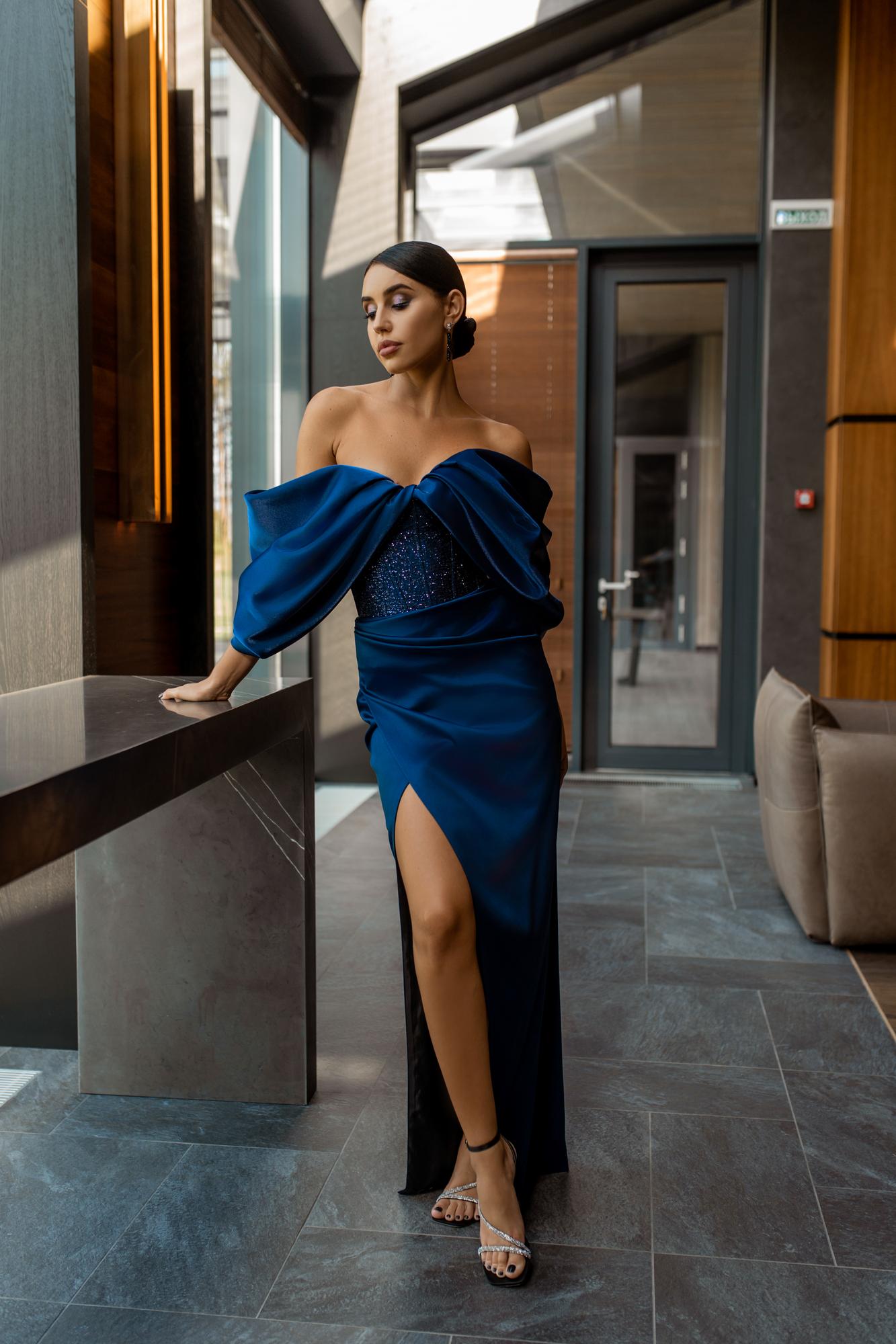 Вечернее платье JOE длинное цвет  синий