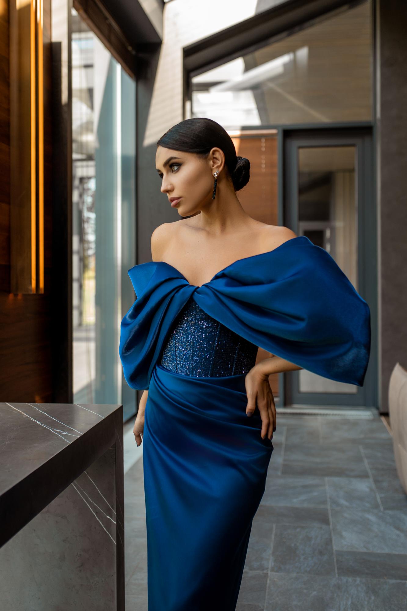 Вечернее платье JOE длинное цвет  синий