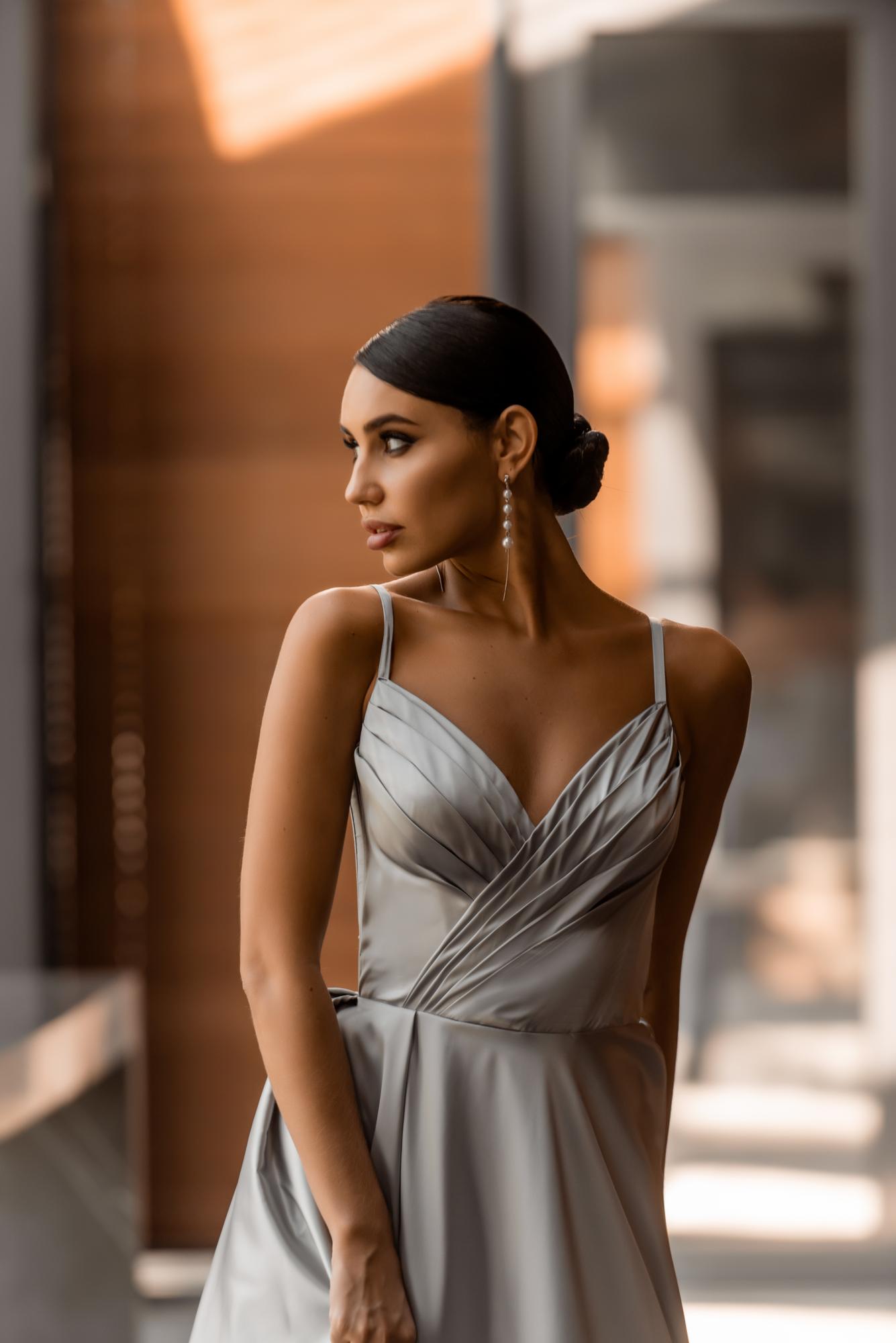 Вечернее платье GARDI длинное цвет стальной серый