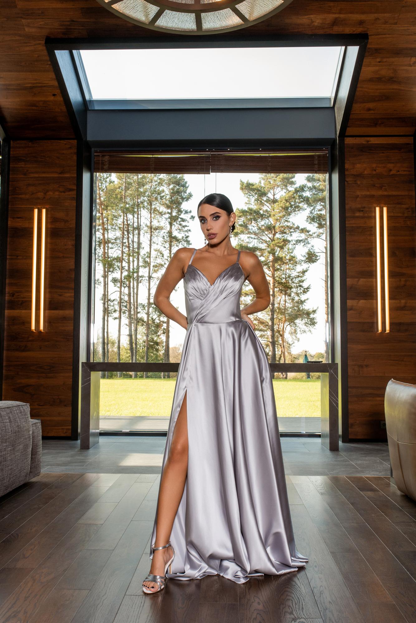 Вечернее платье GARDI длинное цвет стальной серый