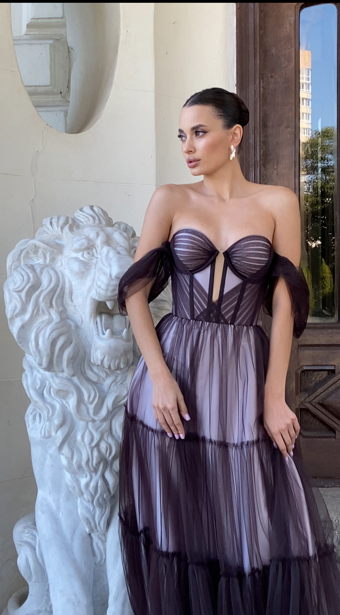 Вечернее платье NAITY длинное цвет лилово-шоколадный микс