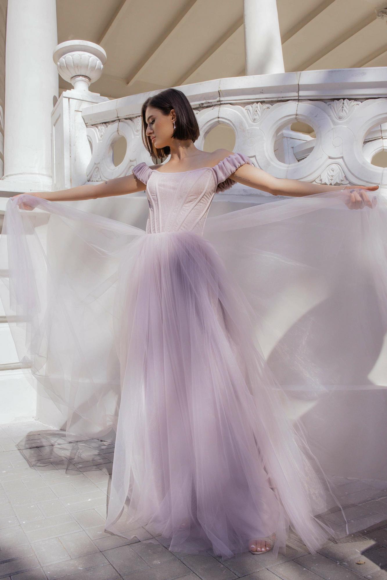 Длинное платье LINDA пудрового цвета