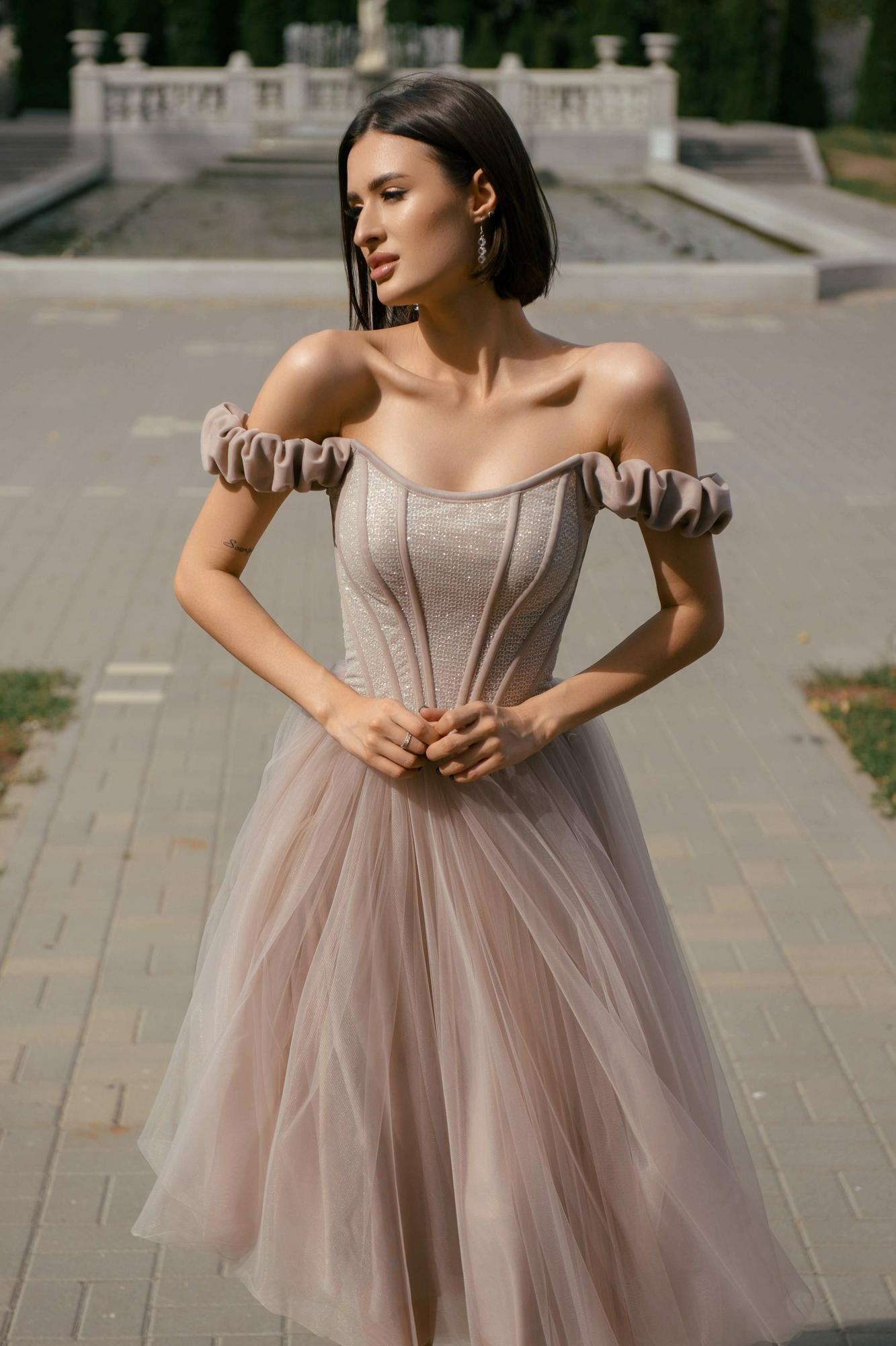 Вечернее платье LINDA в оттенке перламутровые облака