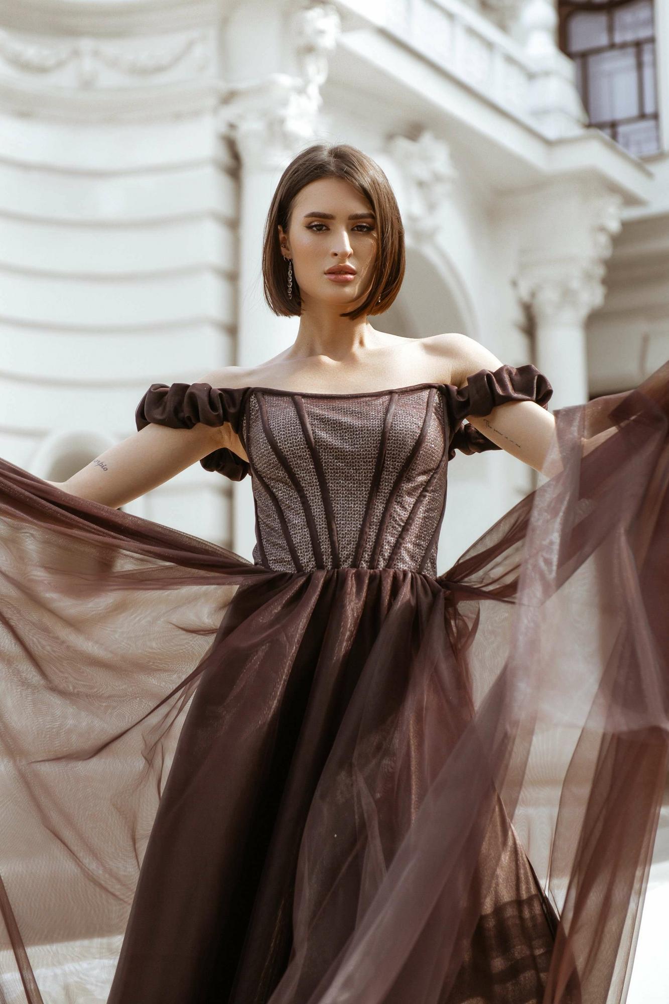 Вечернее платье LINDA в шоколадном цвете