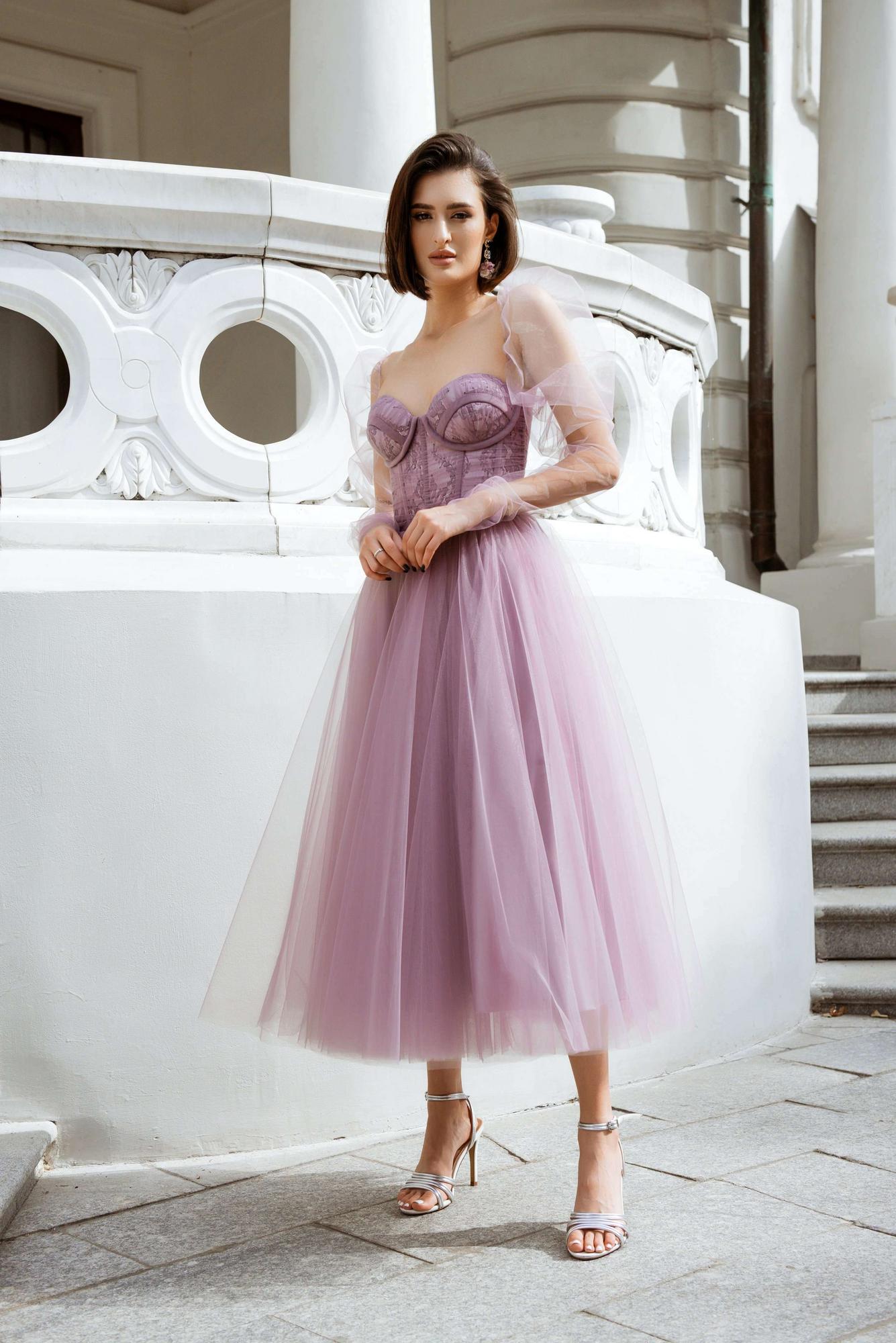 Коктейльное платье ARLET с рукавом  в цвете томленая ягода