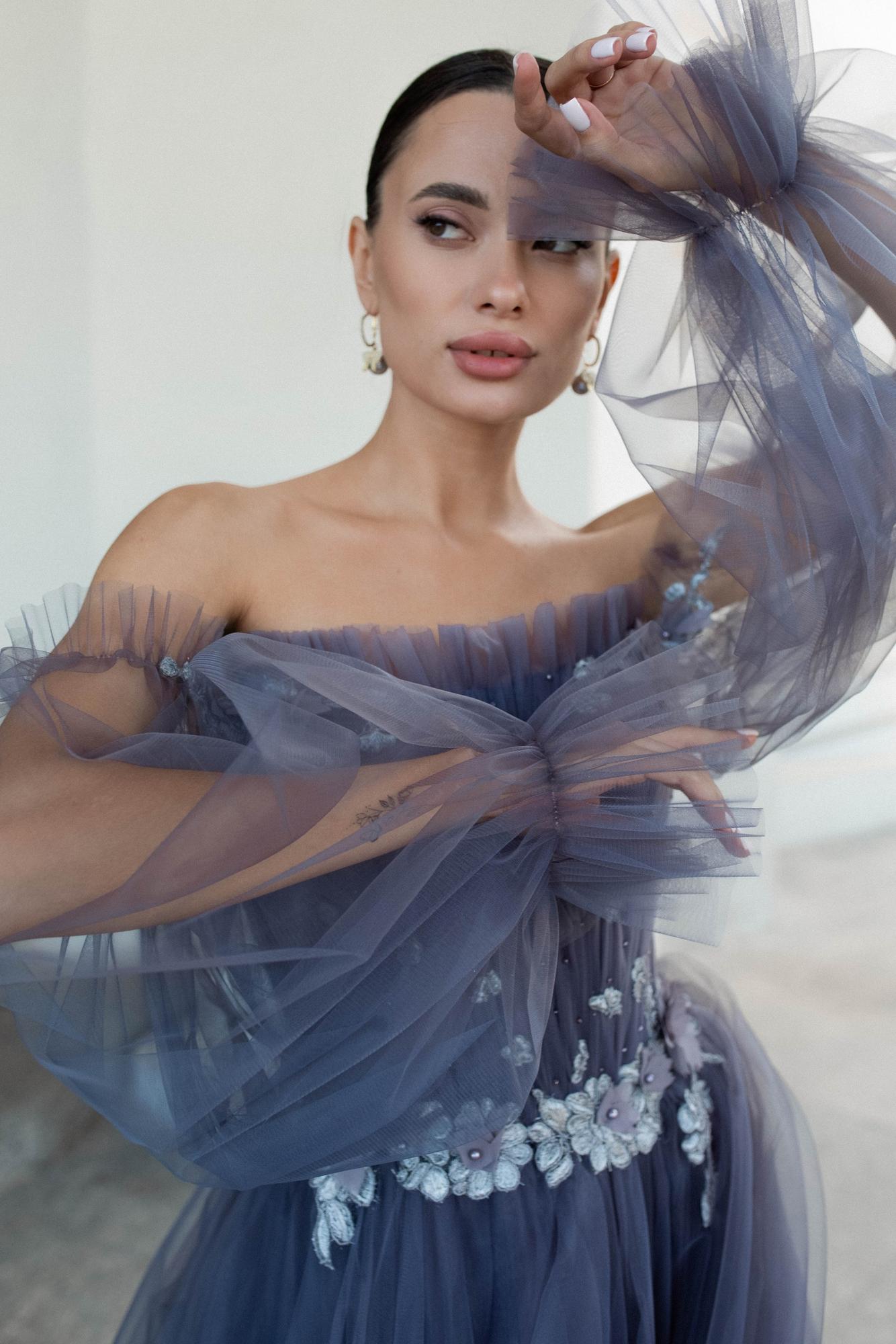 Вечернее платье LATA в  фатине цвет темно-серый