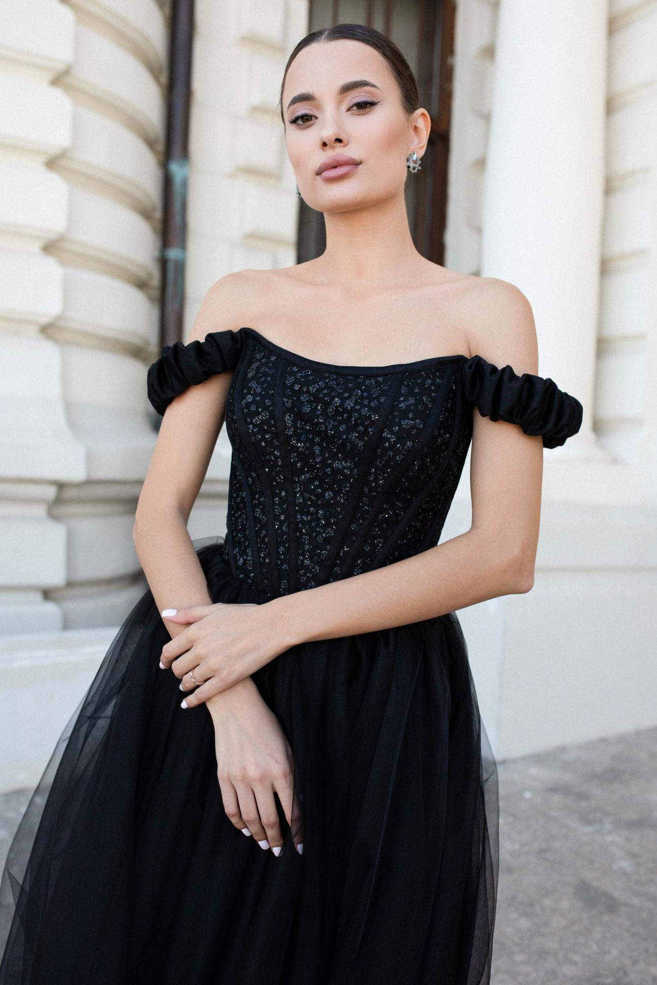 Вечернее платье LINDA фатин черный