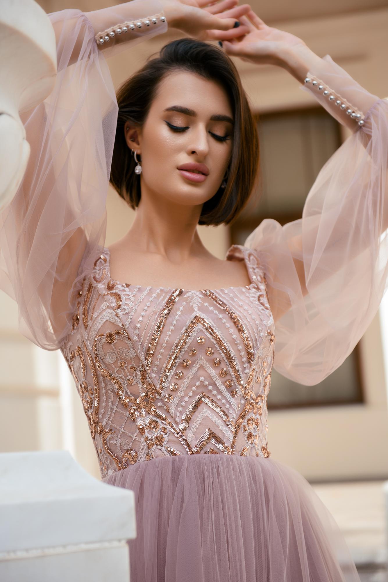 Коктейльное платье с рукавом TASHA  в  цвете туап