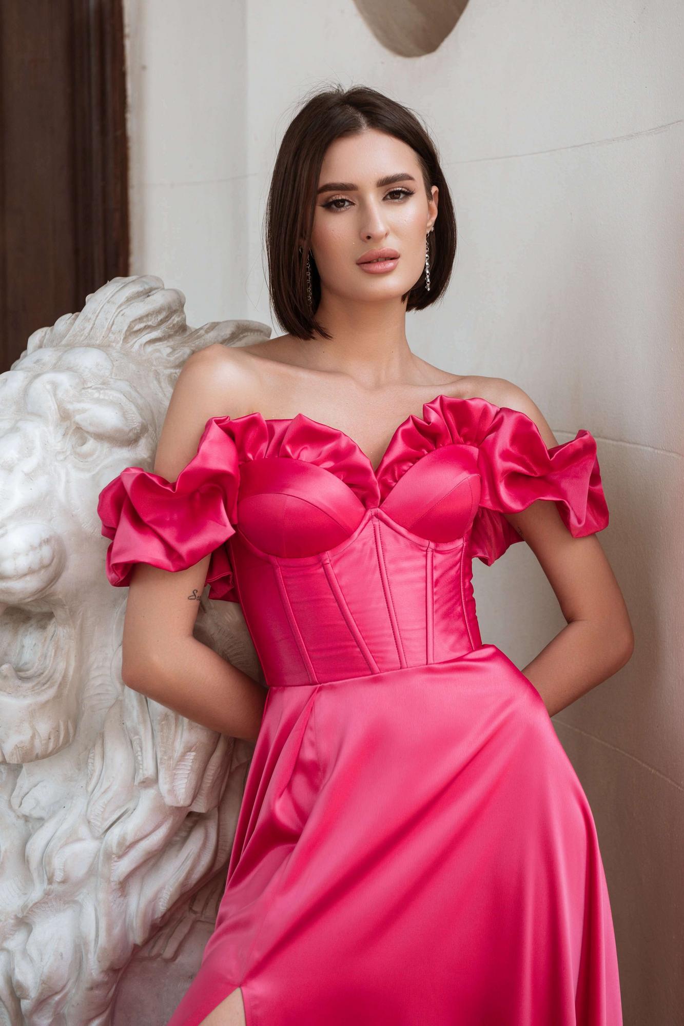 Атласное платье цвета фуксия ERACLEA