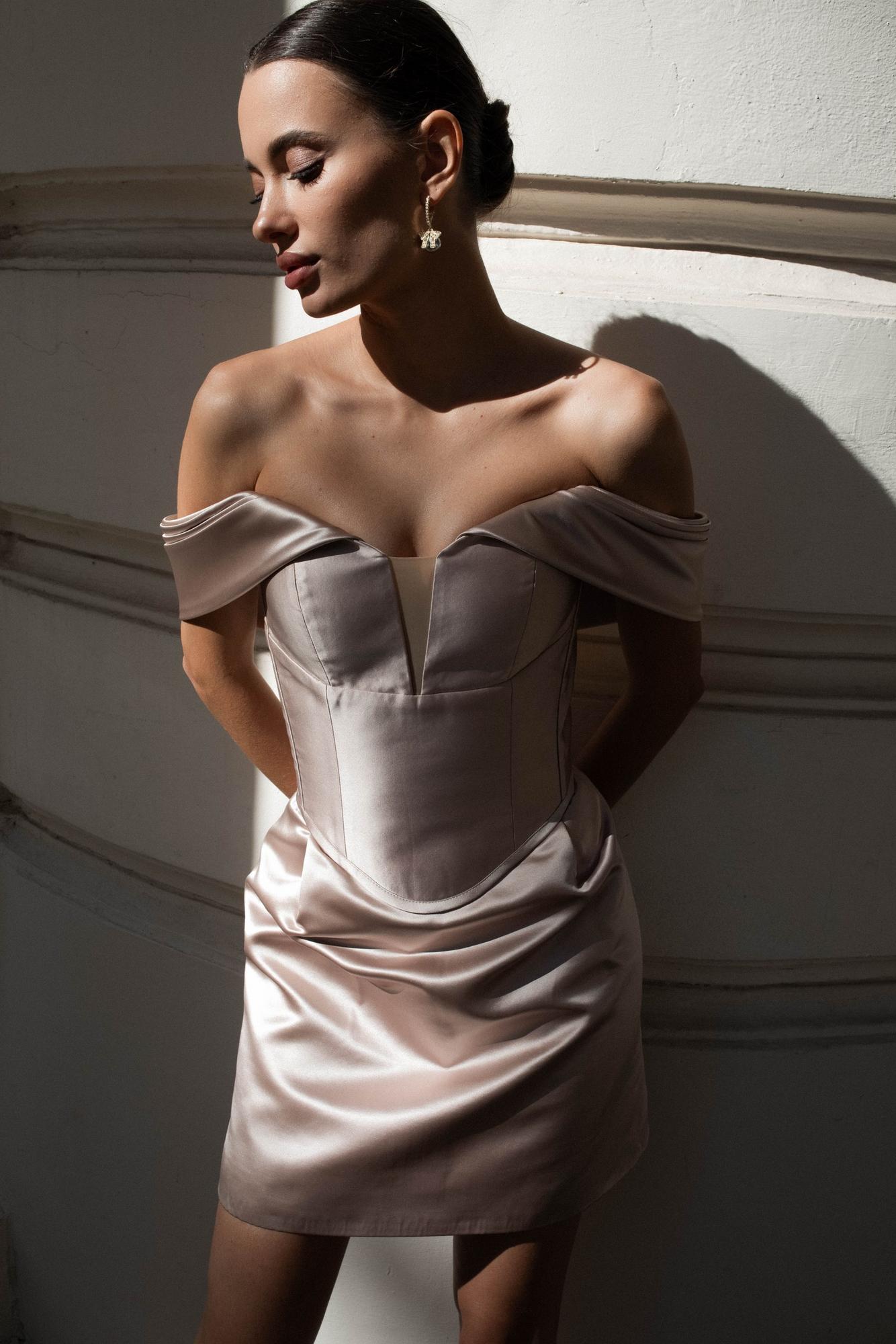 Комплект  корсет + юбка футляр MADLI (МЭДЛИ)  короткое в дымчатом