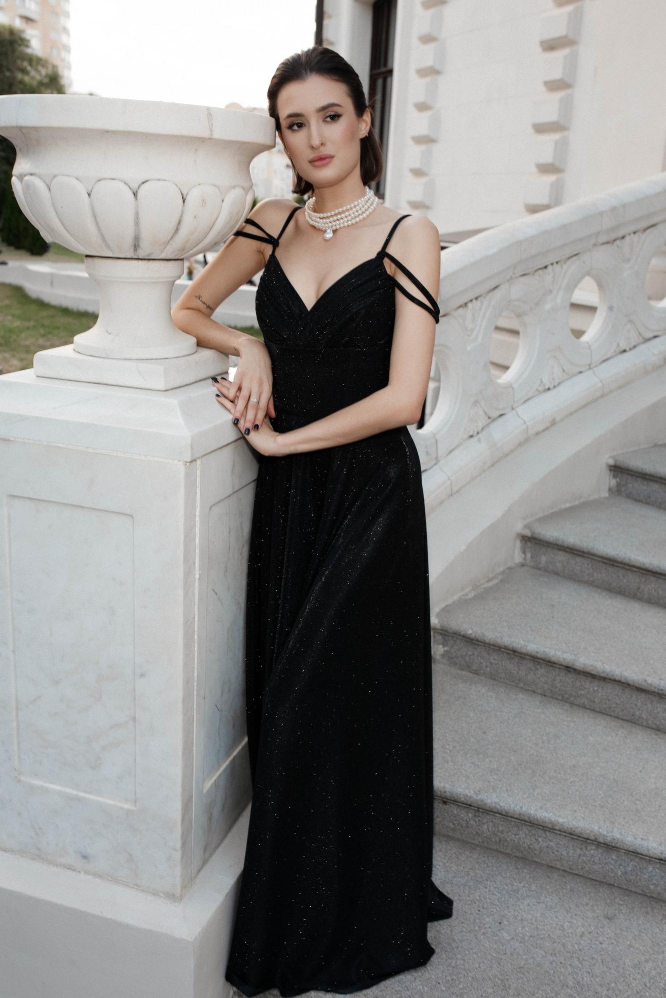 Длинное платье RUD в глиттере Трикотаж черное