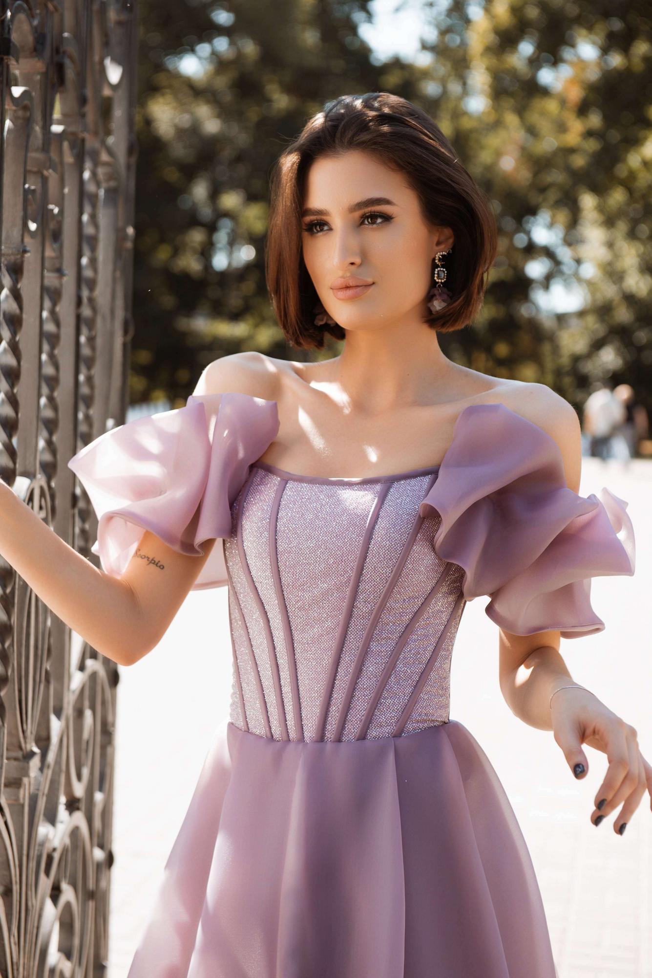 Платье из органзы LARA в темно-лиловом цвете