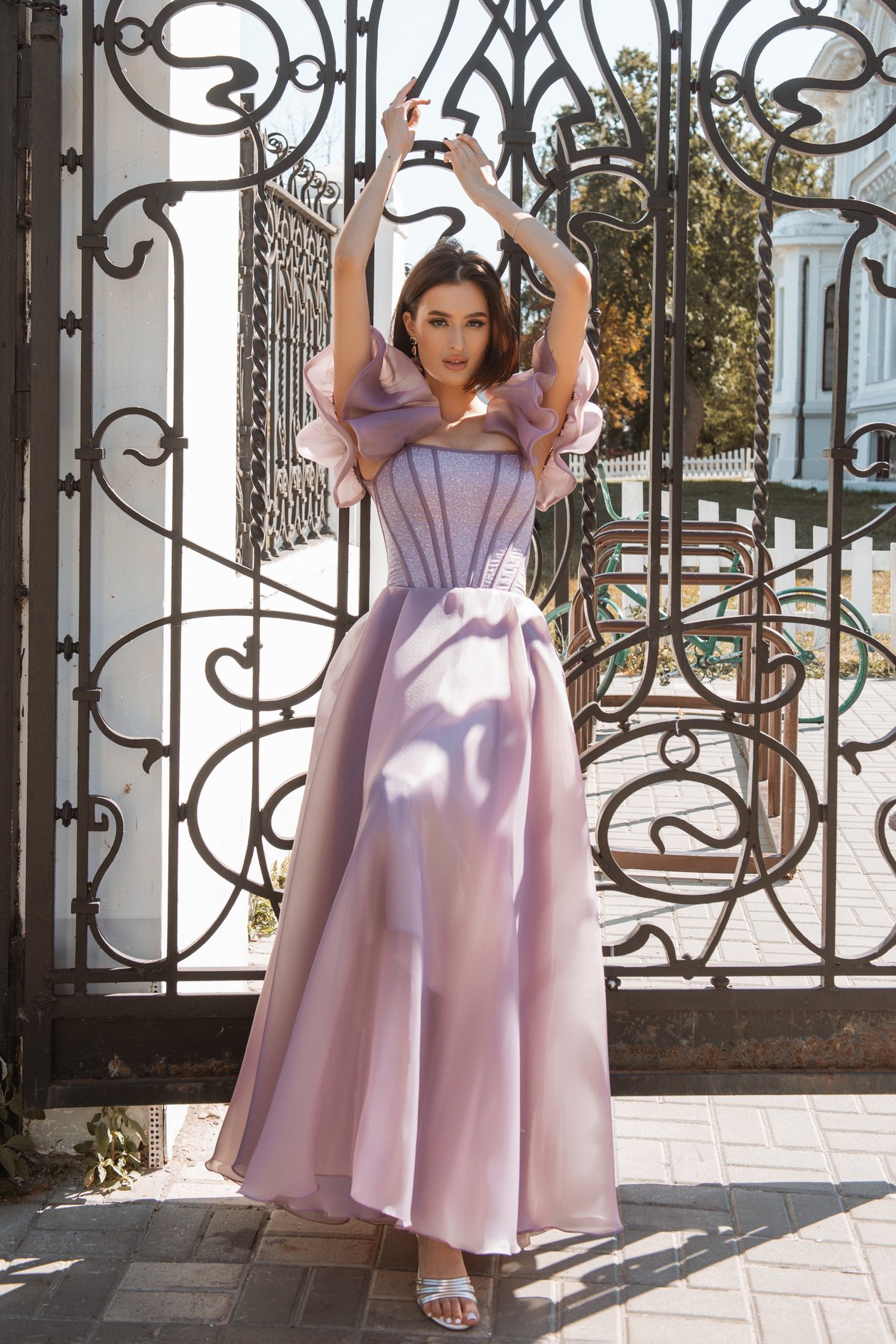 Платье из органзы LARA в темно-лиловом цвете