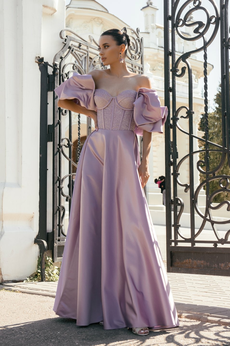 Вечернее платье MOKSI  длинное лавандовая трава