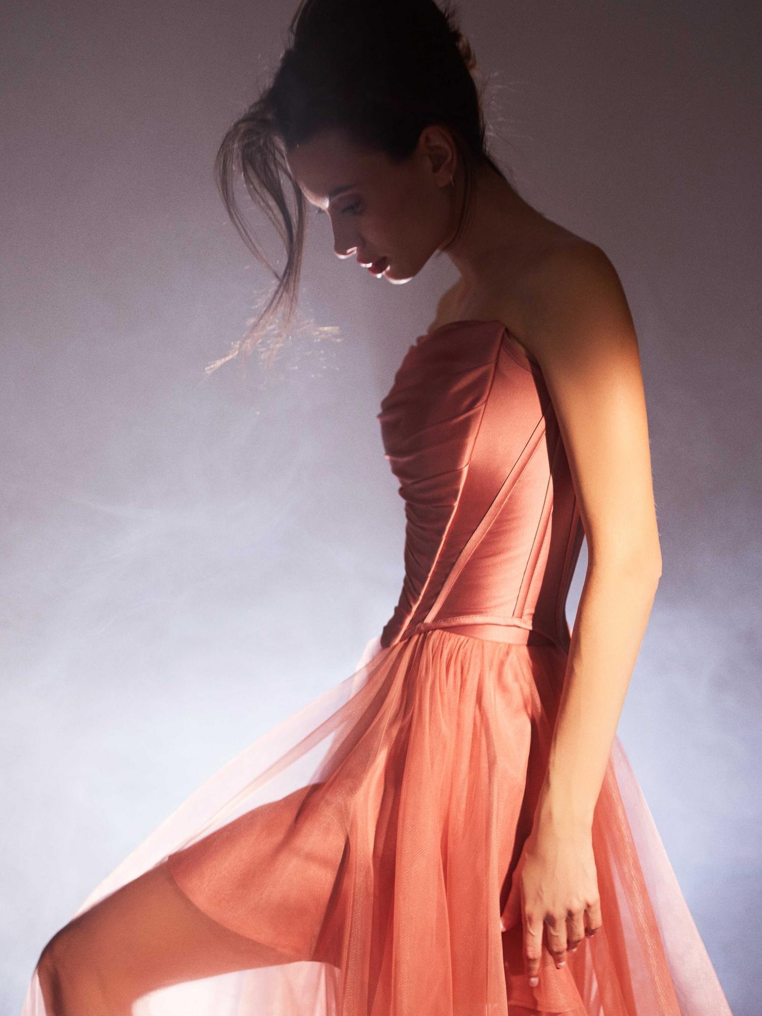 Комплект EVIE  корсет + юбка фатин в оттенке  коралл