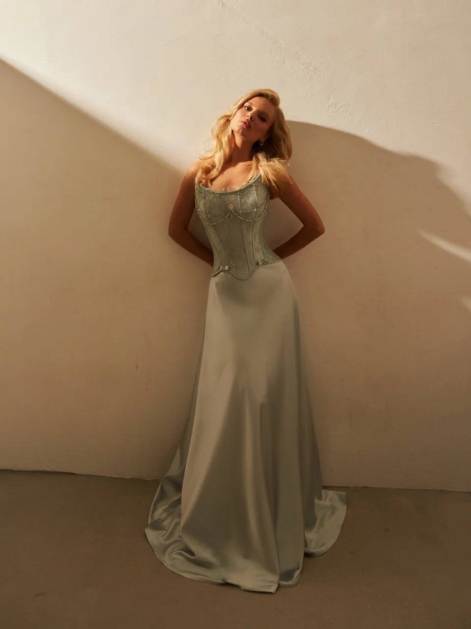 Комплект REMI  корсет + юбка атлас в сером