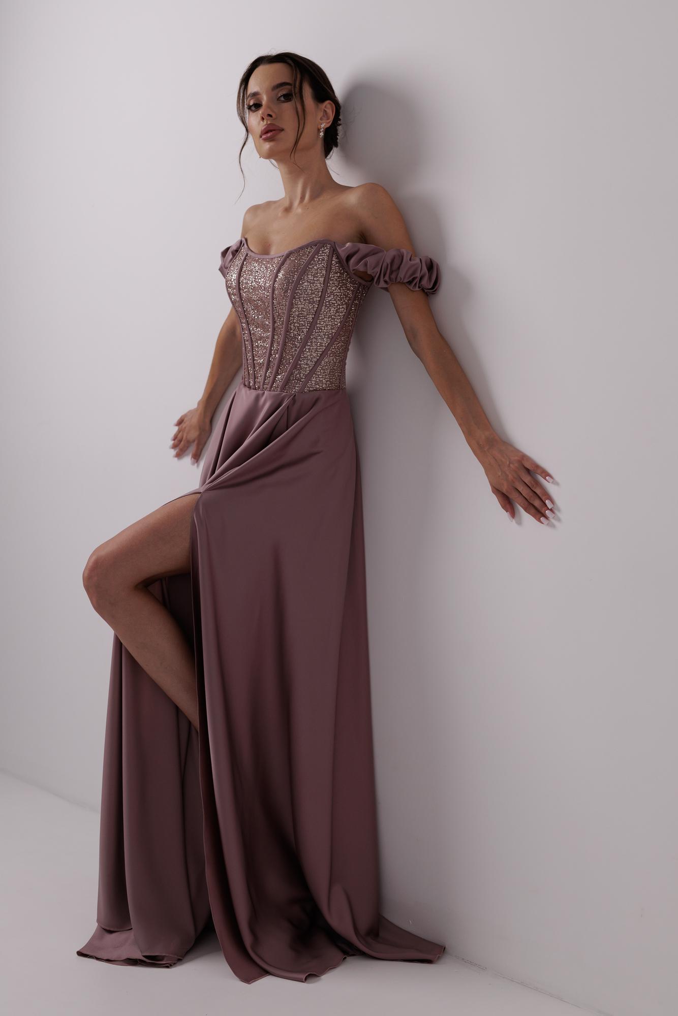 Вечернее платье LILU лиловая пудра