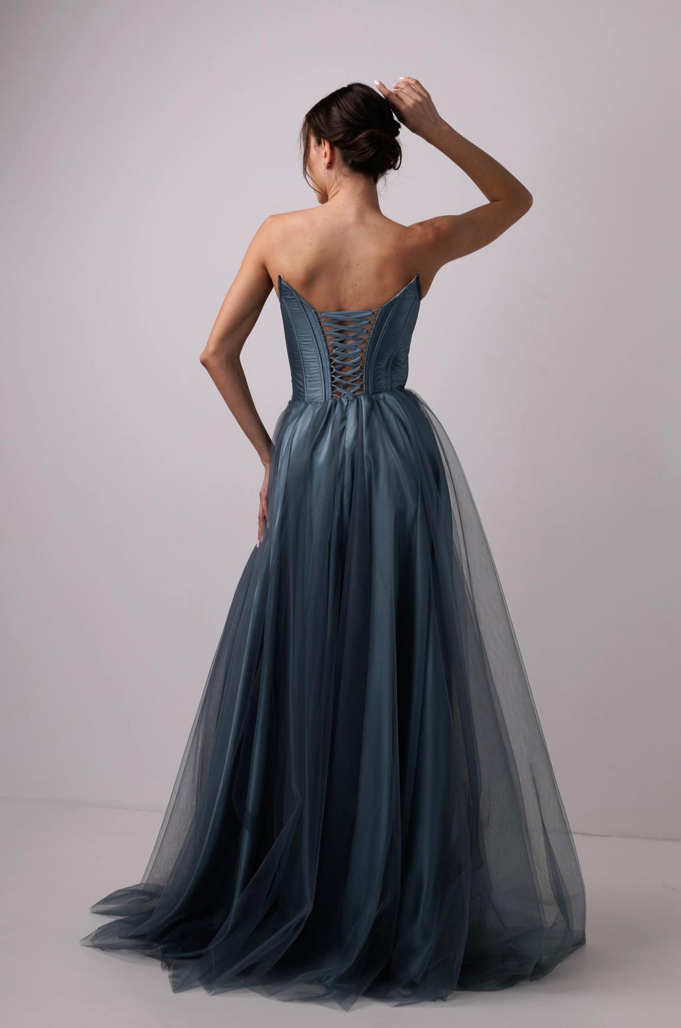 Вечернее платье JOAN длинное цвет серо-зеленый