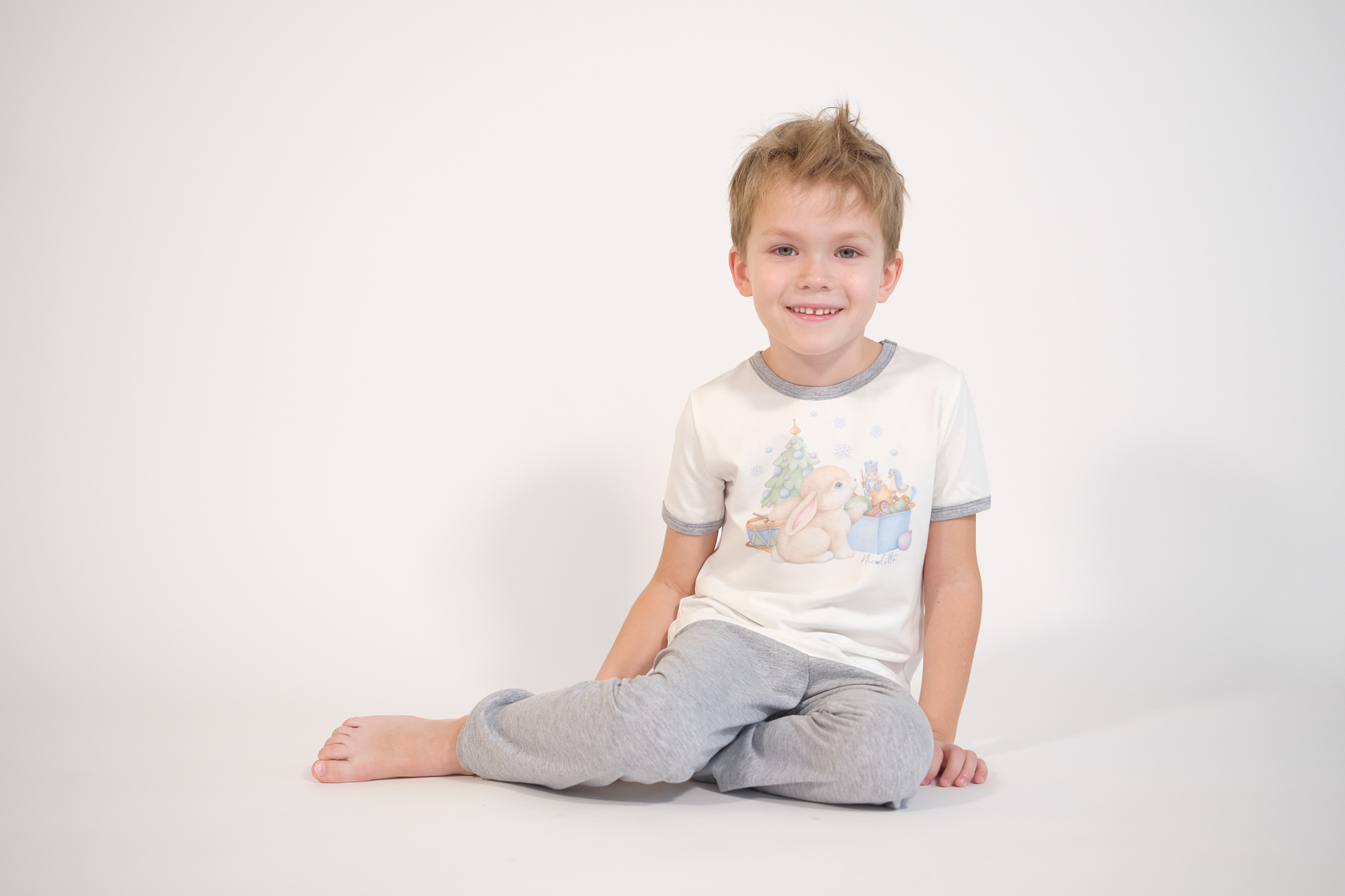 Пижама «Кролик», серый меланж (футболка и штаны)